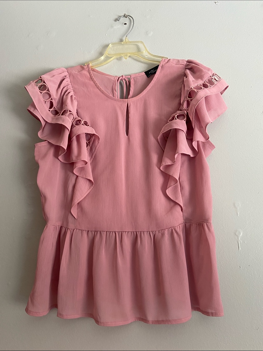 Milk & Honey Ruffled Pink Women's Peplum Top Size 1X
